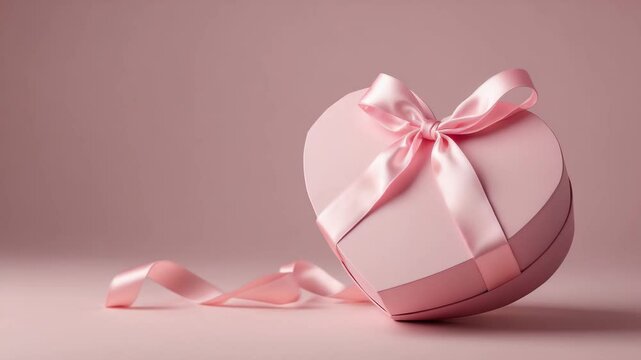 Gift box in the shape of a heart placed on a background.