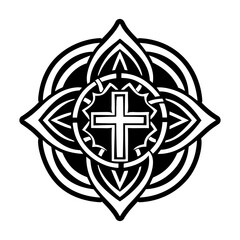 A glyph style icon of christian cross tattoo