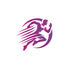 Dynamic Athlete in Colorful Motion Energy and Speed in Sports Logo