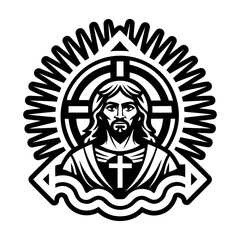 A solid style icon of jesus symbol
