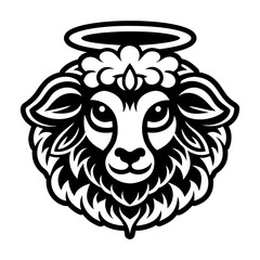 A filled style icon of sheep symbol