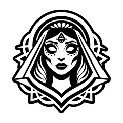 A glyph style icon of veiled woman tattoo