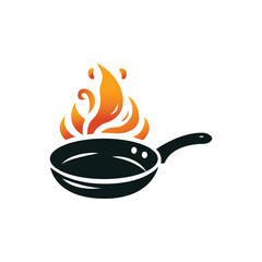 Cooking Pan With Flames Icon Design