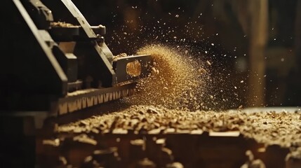 Woodworking machine producing sawdust