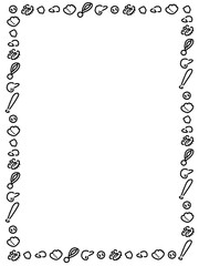 Simple and cute hand-drawn monochrome baseball frame illustration