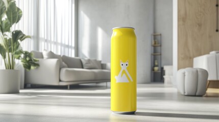 Yellow Cat Can in Modern Living Room