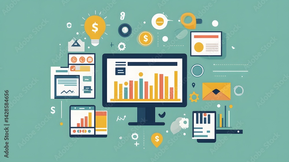 Aufkleber data visualization: a digital depiction of business data, showcasing key insights and trends through