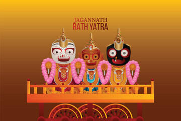 Indian traditional festival happy rath yatra with lord jagannath balabhadra and subhadra