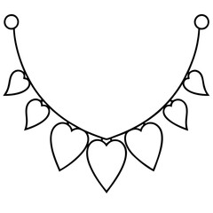 Whimsical Heart Garland Outline