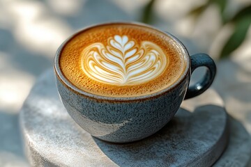 Latte foam resembling winding roads on top of a cup