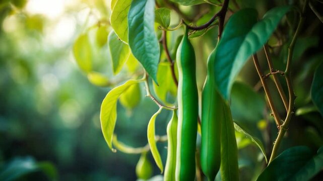 Hyacinth Bean Vine producing fruit.