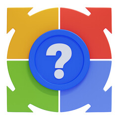 PNG 3D Colorful Directional Question Diagram
 Icon Isolated on a White Background