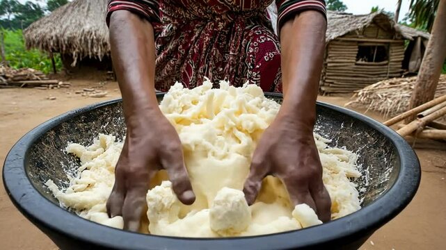 Traditional Cassava Preparation: A Glimpse into African Culinary Heritage and Food Production