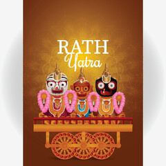 Lord jagannath balabhadra and subhadra vector illustration for happy rath yatra