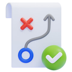 PNG 3D Correct Strategy Path on Plan Sheet Icon Isolated on a White Background