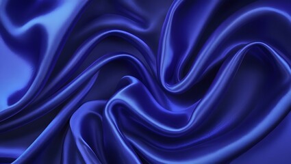 Obraz premium Smooth Blue Silk Fabric With Soft Folds and Glossy Texture