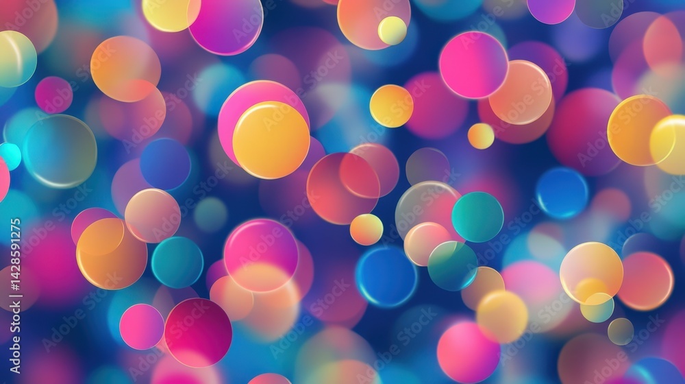 Poster a fun and vibrant confetti-style bubble pattern with random floating colorful circles.