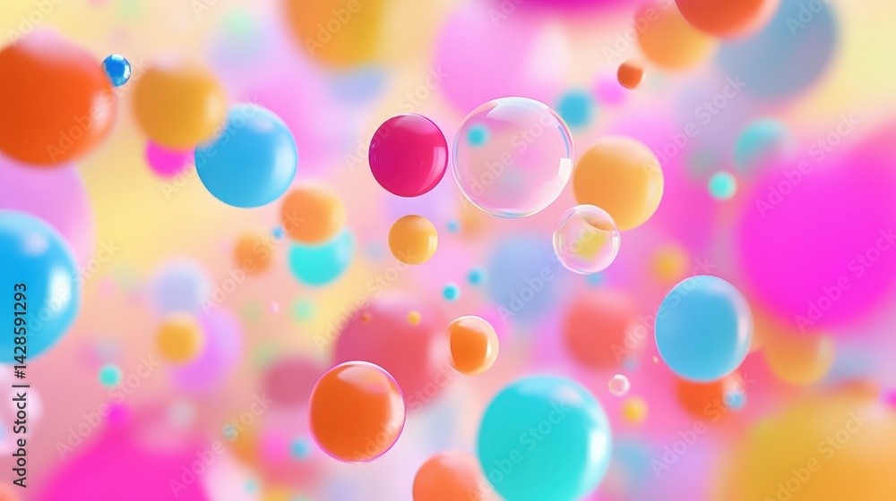 Poster a fun and vibrant confetti-style bubble pattern with random floating colorful circles.