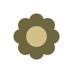 Flat Retro Style Floral Illustration in Earth Tone Colors