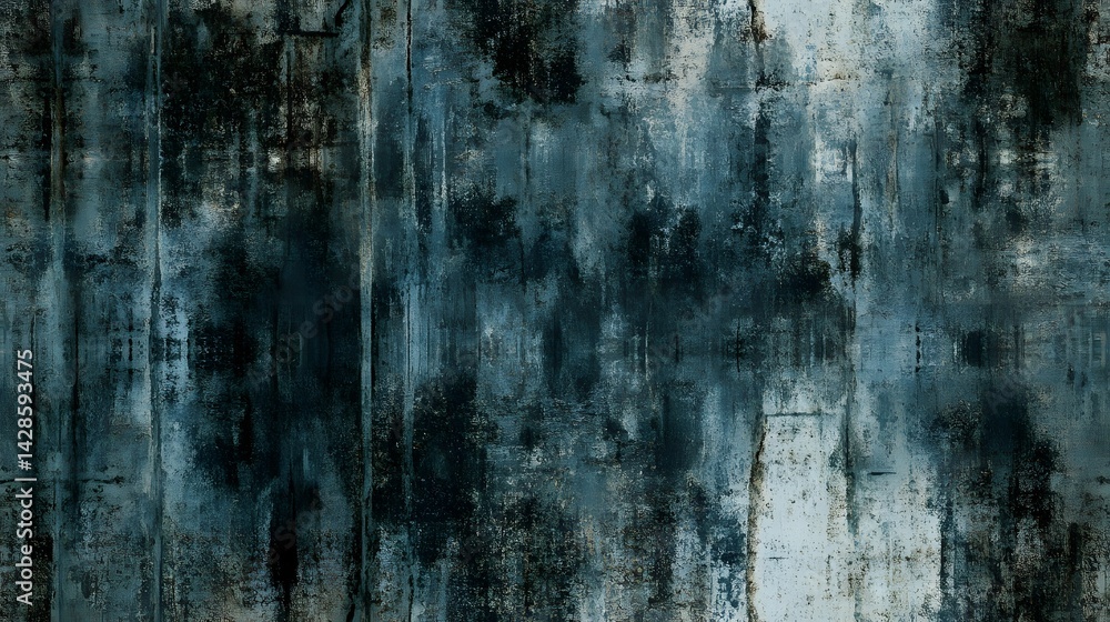 Poster intensely textured abstract pattern of dark and light blues.