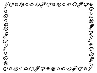 Simple and cute hand-drawn monochrome baseball frame illustration