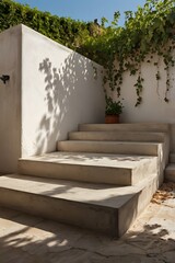 Concrete Steps with Greenery and Potted Plant
