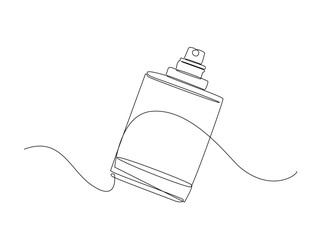 Obraz premium Continuous one line drawing of perfume bottle or dispenser. Fragrance perfume bottle illustration. Editable vector.