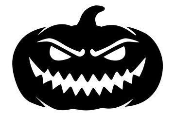 Spooky black silhouette of a carved Halloween pumpkin.