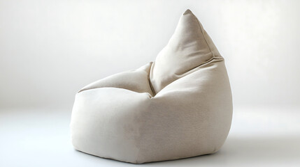 A white bean bag chair with a pointed top