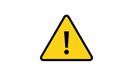 Warning sign symbol in yellow triangular shape  