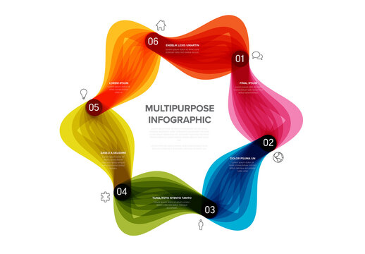 Colorful Multipurpose Infographic Template Design With Six Sections and icons