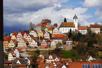 The view of Altensteig town, in Calw district, Black forest in Germany