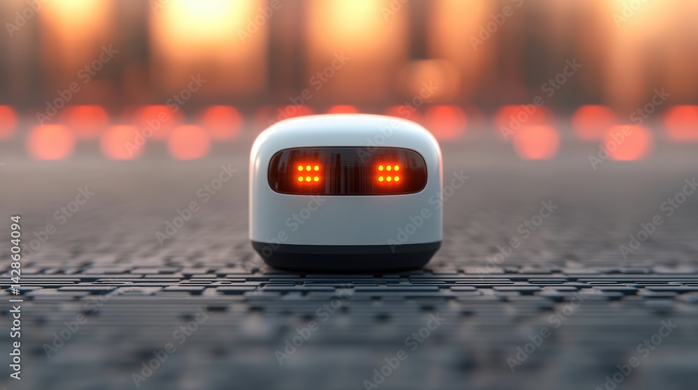 Poster innovative smart city infrastructure with advanced technology and autonomous robot in urban environm