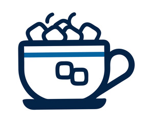 Obraz premium Hot Cocoa with Marshmallows in Minimalist Style 