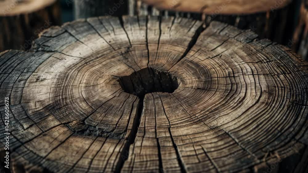 Poster surface of a cut tree trunk displaying wood texture.