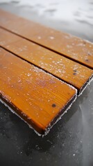 Frozen Wooden Planks on Icy Surface Winter Scene