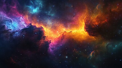 Fototapeta premium A vibrant cosmic nebula with swirling colors and glowing dust clouds forming new stars