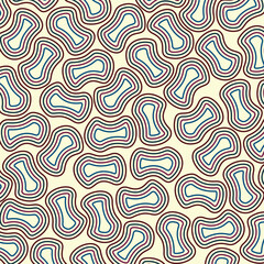 Retro Modern Geometric Seamless Pattern with Concentric Diamonds and Waves in Traditional Oriental Style Ideal for Wallpapers and Digital Backgrounds