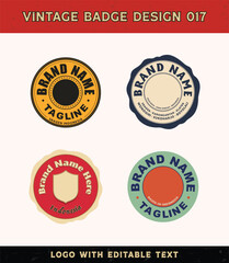 Vintage badge logo design template with the text editable for clothing and apparel