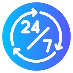 open 24 hours gradient icon