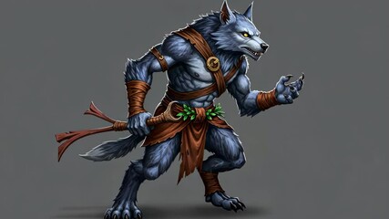 A powerful and fierce werewolf creature, illustrated in a fantasy style. - Powered by Adobe