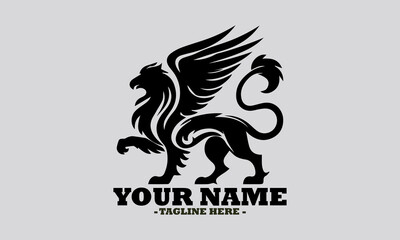 griffin engrave logo icon design illustration, griffin vector illustration art and logo background griffin design