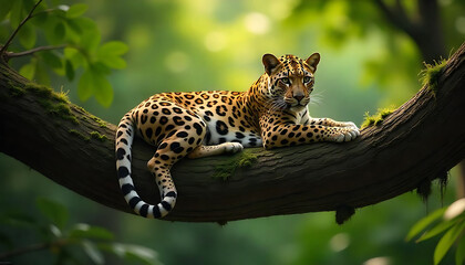 leopard resting on the tree
