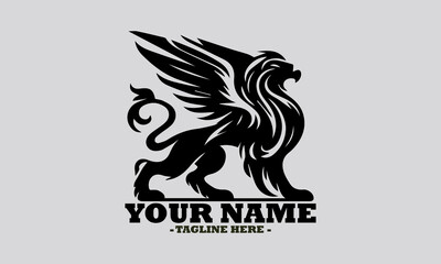 griffin engrave logo icon design illustration, griffin vector illustration art and logo background griffin design