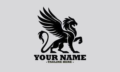 Fototapeta premium griffin engrave logo icon design illustration, griffin vector illustration art and logo background griffin design