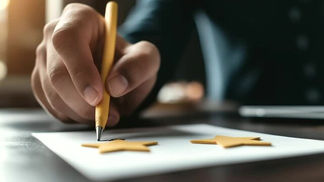 A person&rsquo;s hand marking an important response on a printed questionnaire, emphasizing the role of feedback in business improvement.
