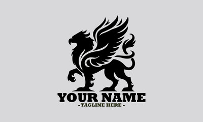 griffin engrave logo icon design illustration, griffin vector illustration art and logo background griffin design