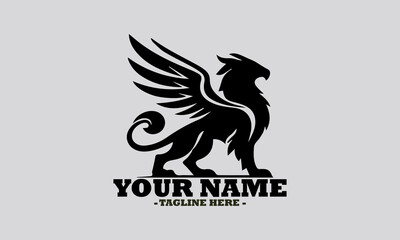 griffin engrave logo icon design illustration, griffin vector illustration art and logo background griffin design