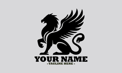 griffin engrave logo icon design illustration, griffin vector illustration art and logo background griffin design