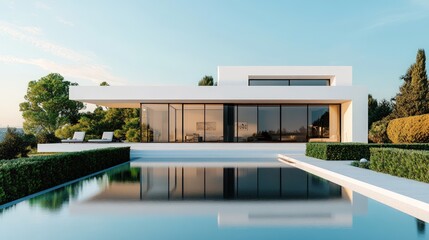 Fototapeta premium Modern house with pool and garden